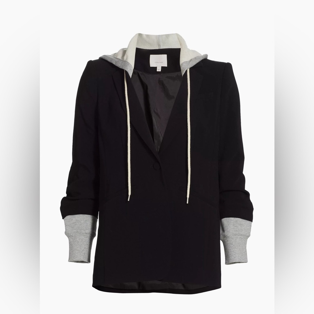 Cinq a Sept Khloe hooded blazer in black, Size 4
